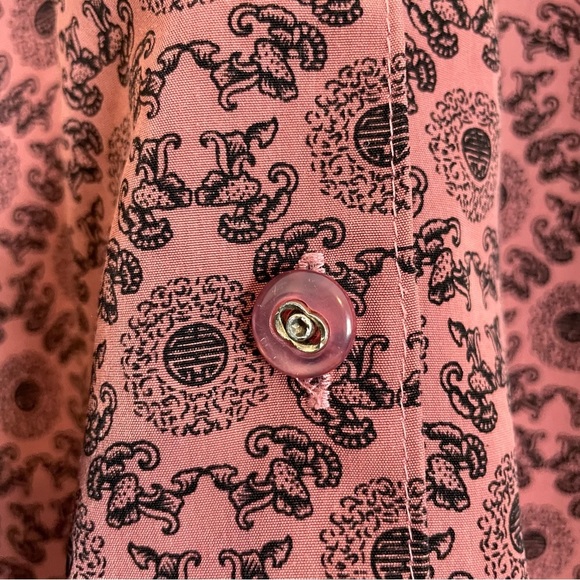 Vintage Blouse Patterned Women Long Sleeves Unique Print Collared Elaborate Top - Picture 6 of 10